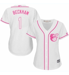 Women's Majestic Baltimore Orioles #1 Tim Beckham Replica White Fashion Cool Base MLB Jersey