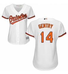 Women's Majestic Baltimore Orioles #14 Craig Gentry Authentic White Home Cool Base MLB Jersey