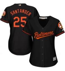 Women's Majestic Baltimore Orioles #25 Anthony Santander Replica Black Alternate Cool Base MLB Jersey