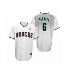 Men's David Peralta Arizona Diamondbacks #6 White Teal 2019 Mothers Day Cool Base Jersey