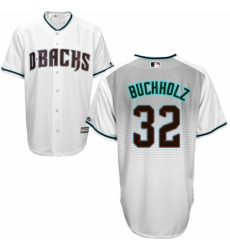 Men's Majestic Arizona Diamondbacks #32 Clay Buchholz Replica White/Capri Cool Base MLB Jersey