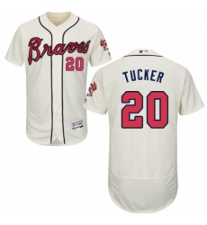 Men's Majestic Atlanta Braves #20 Preston Tucker Cream Alternate Flex Base Authentic Collection MLB Jersey