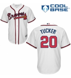 Youth Majestic Atlanta Braves #20 Preston Tucker Replica White Home Cool Base MLB Jersey