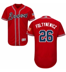 Men's Majestic Atlanta Braves #26 Mike Foltynewicz Red Alternate Flex Base Authentic Collection MLB Jersey