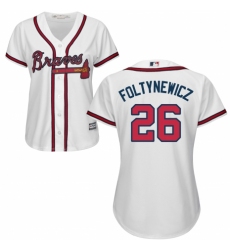 Women's Majestic Atlanta Braves #26 Mike Foltynewicz Replica White Home Cool Base MLB Jersey