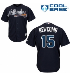 Men's Majestic Atlanta Braves #15 Sean Newcomb Replica Blue Alternate Road Cool Base MLB Jersey