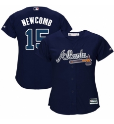Women's Majestic Atlanta Braves #15 Sean Newcomb Replica Blue Alternate Road Cool Base MLB Jersey