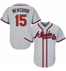 Youth Majestic Atlanta Braves #15 Sean Newcomb Replica Grey Road Cool Base MLB Jersey