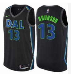 Men's Nike Dallas Mavericks #13 Jalen Brunson Authentic Black NBA Jersey - City Edition