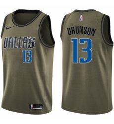 Men's Nike Dallas Mavericks #13 Jalen Brunson Swingman Green Salute to Service NBA Jersey