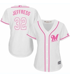 Women's Majestic Milwaukee Brewers #32 Jeremy Jeffress Replica White Fashion Cool Base MLB Jersey