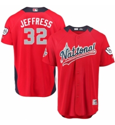 Youth Majestic Milwaukee Brewers #32 Jeremy Jeffress Game Red National League 2018 MLB All-Star MLB Jersey
