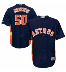 Youth Majestic Houston Astros #50 Charlie Morton Authentic Navy Blue Alternate Cool Base MLB Jersey