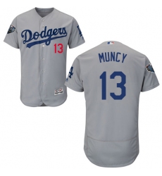 Men's Majestic Los Angeles Dodgers #13 Max Muncy Gray Alternate Flex Base Authentic Collection 2018 World Series MLB Jersey