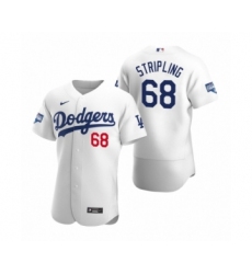 Men's Los Angeles Dodgers #68 Ross Stripling White 2020 World Series Champions Authentic Jersey
