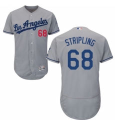 Men's Majestic Los Angeles Dodgers #68 Ross Stripling Grey Road Flex Base Authentic Collection MLB Jersey