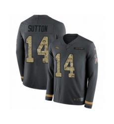 Men's Nike Denver Broncos #14 Courtland Sutton Limited Black Salute to Service Therma Long Sleeve NFL Jersey