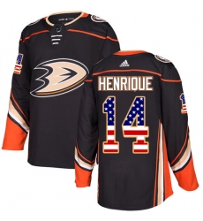 Men's Adidas Anaheim Ducks #14 Adam Henrique Authentic Black USA Flag Fashion NHL Jersey