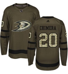 Youth Adidas Anaheim Ducks #20 Jason Chimera Authentic Green Salute to Service NHL Jersey
