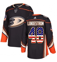 Youth Adidas Anaheim Ducks #48 Isac Lundestrom Authentic Black USA Flag Fashion NHL Jersey