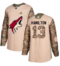 Men's Adidas Arizona Coyotes #13 Freddie Hamilton Authentic Camo Veterans Day Practice NHL Jersey