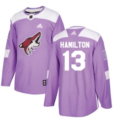 Youth Adidas Arizona Coyotes #13 Freddie Hamilton Authentic Purple Fights Cancer Practice NHL Jersey