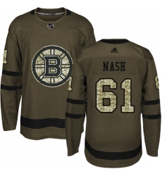 Men's Adidas Boston Bruins #61 Rick Nash Authentic Green Salute to Service NHL Jersey