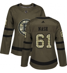 Women's Adidas Boston Bruins #61 Rick Nash Authentic Green Salute to Service NHL Jersey