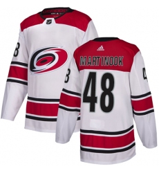 Men's Adidas Carolina Hurricanes #48 Jordan Martinook Authentic White Away NHL Jersey