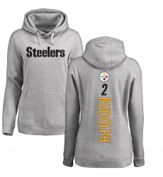 Women's Nike Pittsburgh Steelers #2 Mason Rudolph Ash Backer Pullover Hoodie