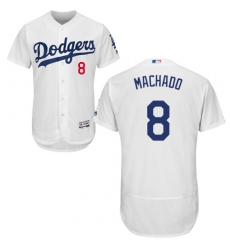 Men's Majestic Los Angeles Dodgers #8 Manny Machado White Home Flex Base Authentic Collection MLB Jersey