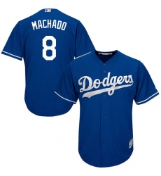 Youth Majestic Los Angeles Dodgers #8 Manny Machado Authentic Royal Blue Alternate Cool Base MLB Jersey