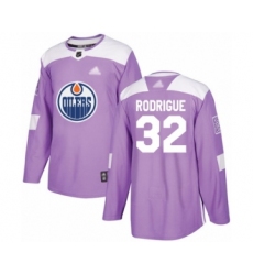 Youth Edmonton Oilers #32 Olivier Rodrigue Authentic Purple Fights Cancer Practice Hockey Jersey