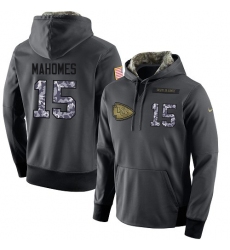 NFL Men's Nike Kansas City Chiefs #15 Patrick Mahomes Stitched Black Anthracite Salute to Service Player Performance Hoodie