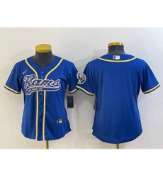 Women's Los Angeles Rams Blank Royal With Patch Cool Base Stitched Baseball Jersey