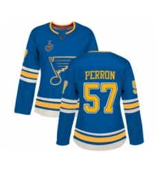 Women's St. Louis Blues #57 David Perron Authentic Navy Blue Alternate 2019 Stanley Cup Final Bound Hockey Jersey