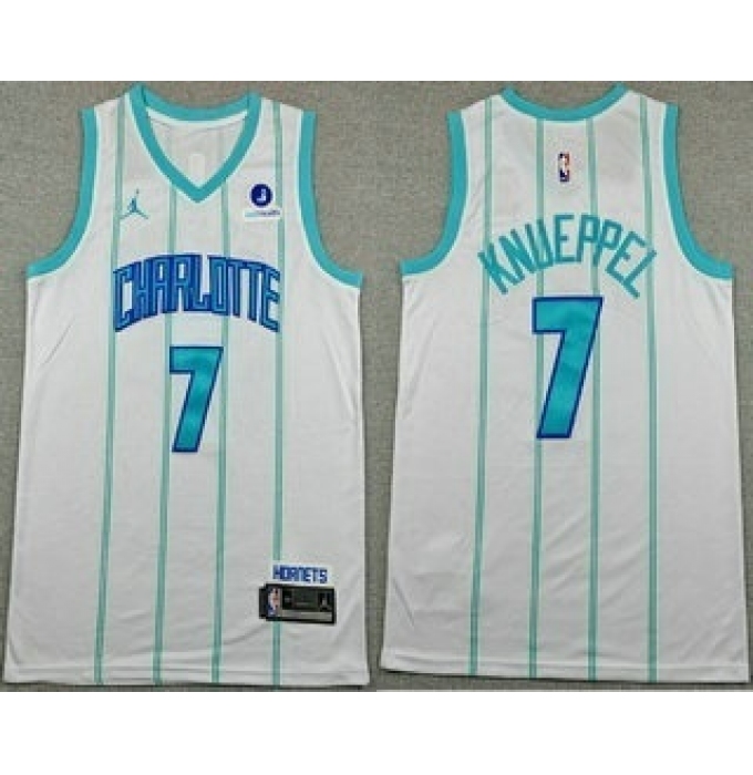 Men's Charlotte Hornets #7 Kon Knueppel White Icon Sponsor Swingman Jersey