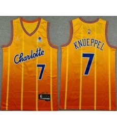 Men's Charlotte Hornets #7 Kon Knueppel Yellow 2025 City Sponsor Swingman Jersey