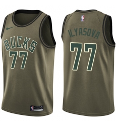 Men's Nike Milwaukee Bucks #77 Ersan Ilyasova Swingman Green Salute to Service NBA Jersey