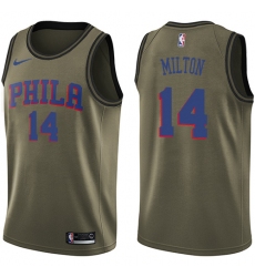 Men's Nike Philadelphia 76ers #14 Shake Milton Swingman Green Salute to Service NBA Jersey
