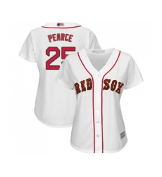 Women's Boston Red Sox #25 Steve Pearce Authentic White 2019 Gold Program Cool Base Baseball Jersey
