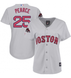 Women's Majestic Boston Red Sox #25 Steve Pearce Authentic Grey Road 2018 World Series Champions MLB Jersey