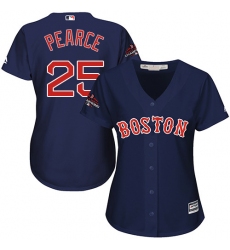 Women's Majestic Boston Red Sox #25 Steve Pearce Authentic Navy Blue Alternate Road 2018 World Series Champions MLB Jersey