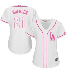 Women's Majestic Los Angeles Dodgers #21 Walker Buehler Authentic White Fashion Cool Base MLB Jersey