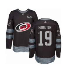 Men's Adidas Carolina Hurricanes #19 Dougie Hamilton Authentic Black 1917-2017 100th Anniversary NHL Jersey
