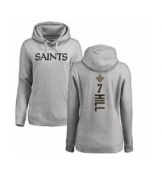 NFL Women's Nike New Orleans Saints #7 Taysom Hill Ash Backer Pullover Hoodie