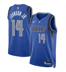 Men's Dallas Mavericks #14 Morez Johnson Jr Blue 2026 Draft Icon Edition Stitched Basketball Jersey