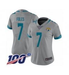 Women's Nike Jacksonville Jaguars #7 Nick Foles Silver Inverted Legend Limited 100th Season NFL Jersey