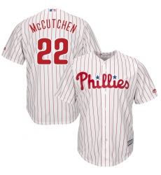Men's Philadelphia Phillies #22 Andrew McCutchen Majestic White Scarlet Official Cool Base Player Jersey