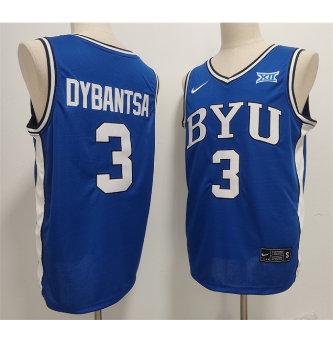 Men's Duke Blue Devils #3 AJ Dybantsa Blue Stitched Basketball Jersey